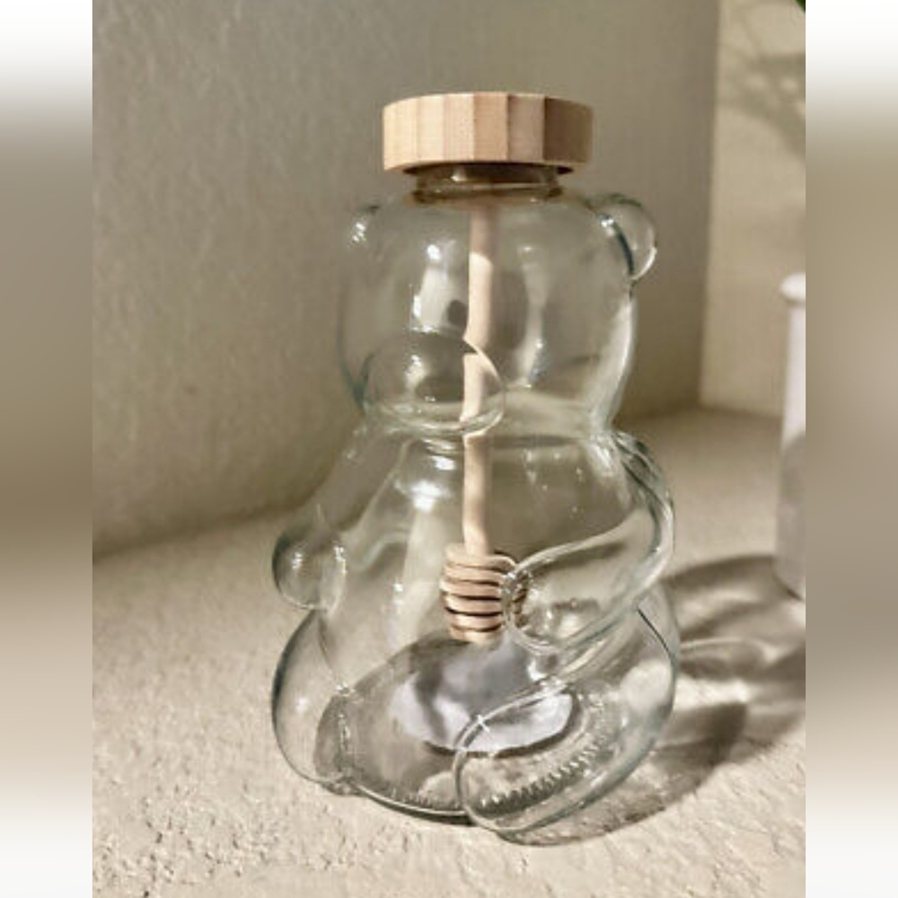 Glass Bear Honey Jar